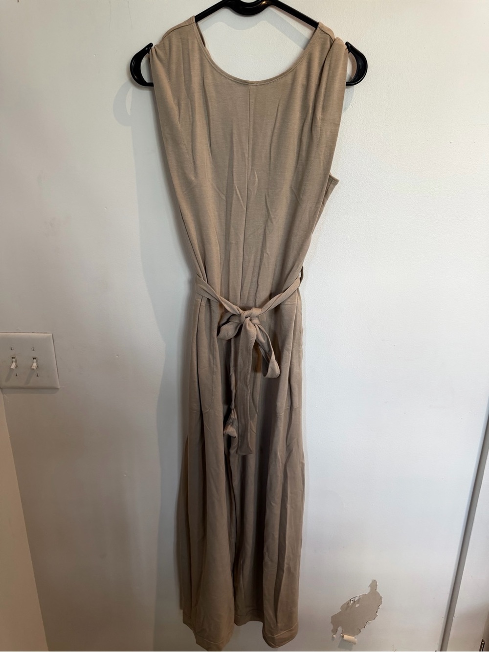 Sleeveless Taupe Tie-Waist Wide Leg Jumpsuit